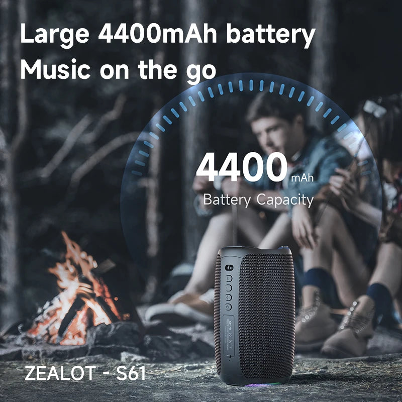Zealot-S61 Bluetooth Speaker,with IPX6 Waterproof Protection and Outdoor Bass Sound for Backyard and Beach Party,10W