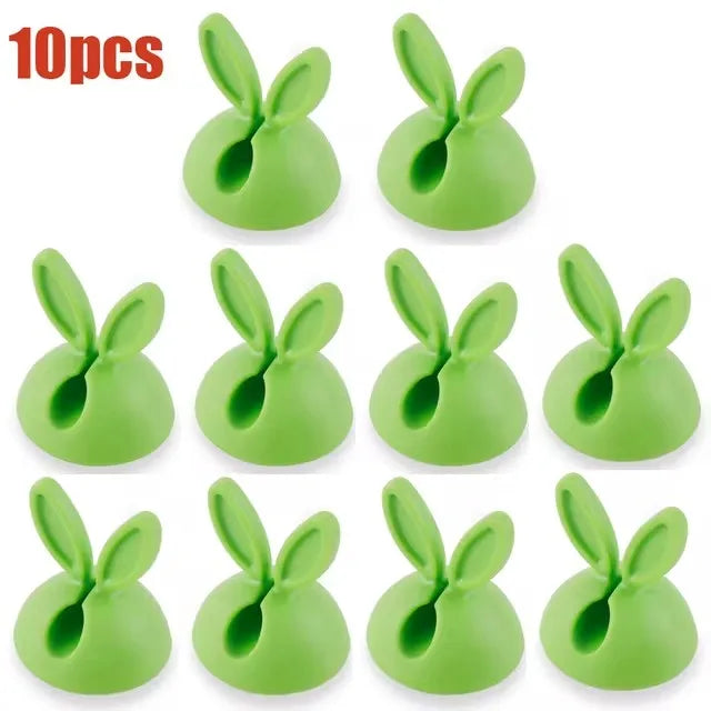 Cute Rabbit Ear Cable Manager Desktop Car Dashboard Charger Cables Clasp Clip Desk Line Organizer Bunny Ear Winder