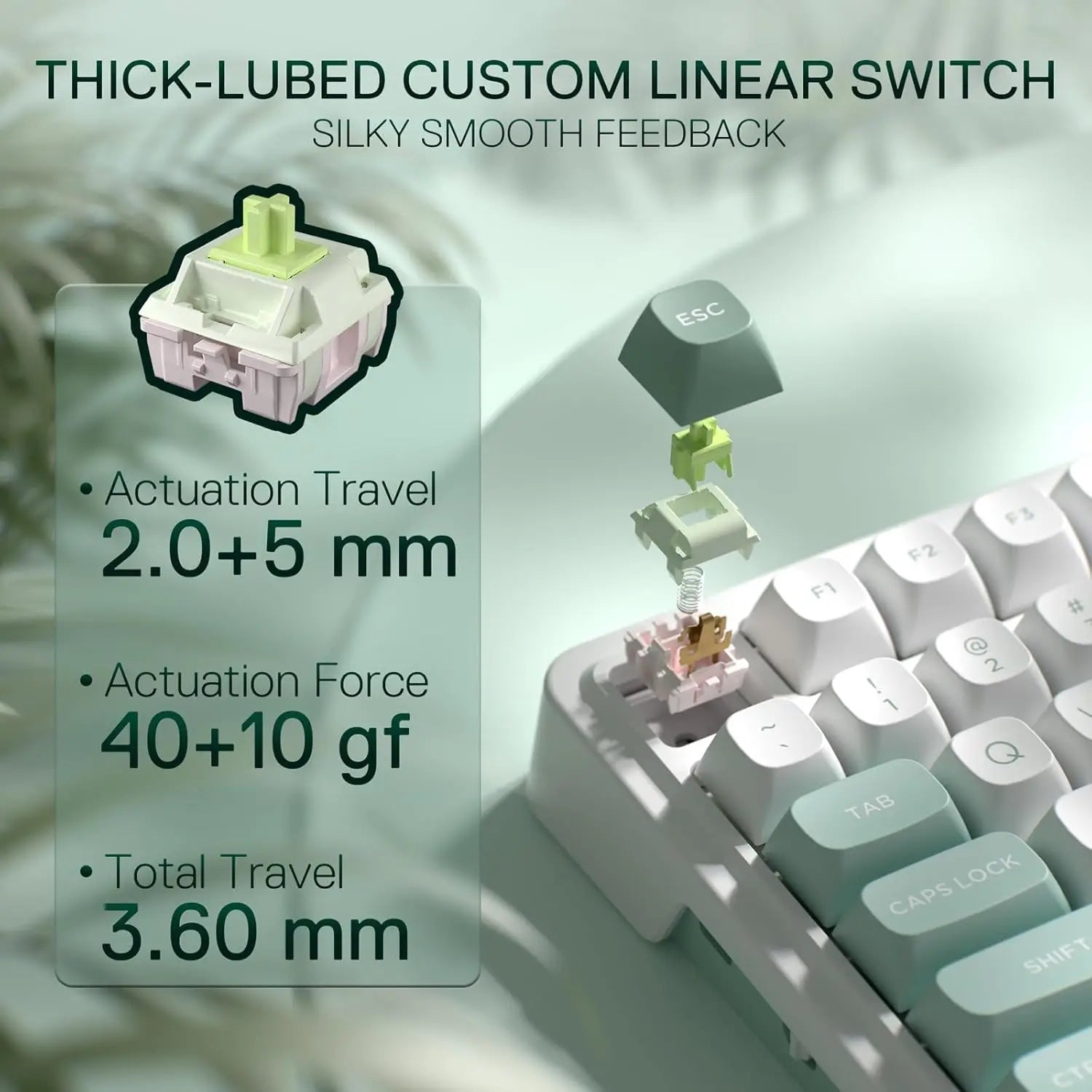 Redragon K719 Wireless Gasket Gaming 95 Keys Mechanical Keyboard,Easy-Control 1.14’’ TFT Info Display,Mint Mambo