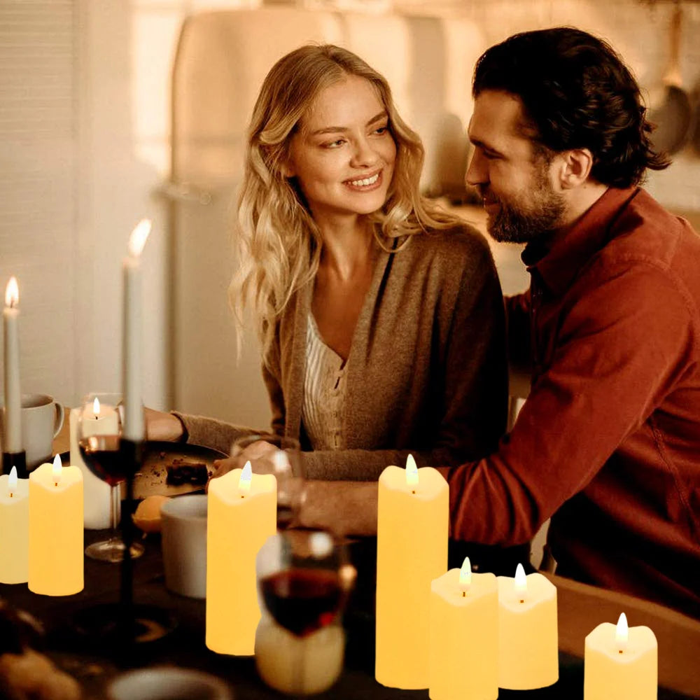 Flameless Candles with Battery LED Candle Decorative Pillar Candles Fake Plastic Candles Battery Operated Home Wedding