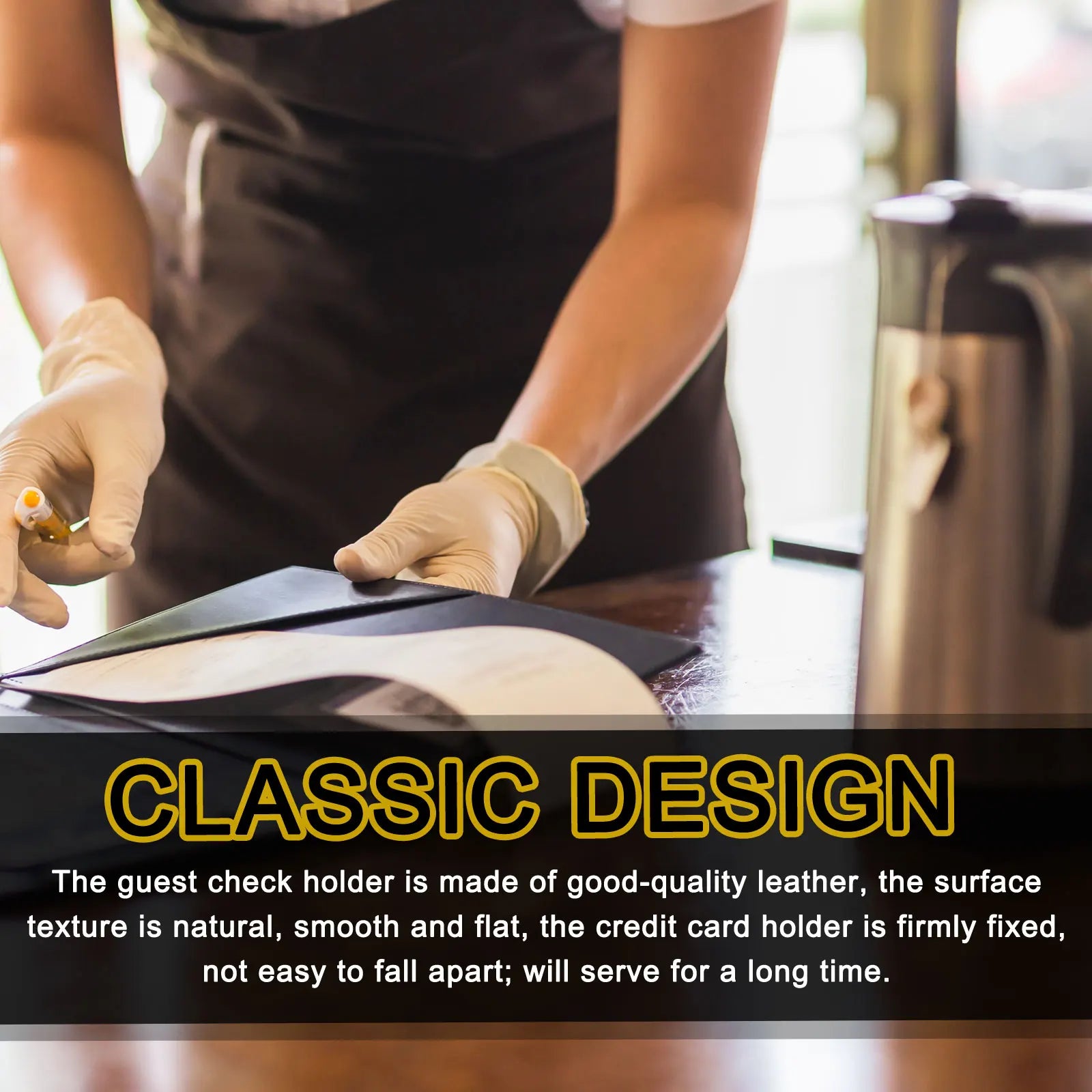 10Pcs Leather Check Folder Guest Check Card Holder Restaurant Check Presenters Guest Bill Server Menu Folder Checkbook