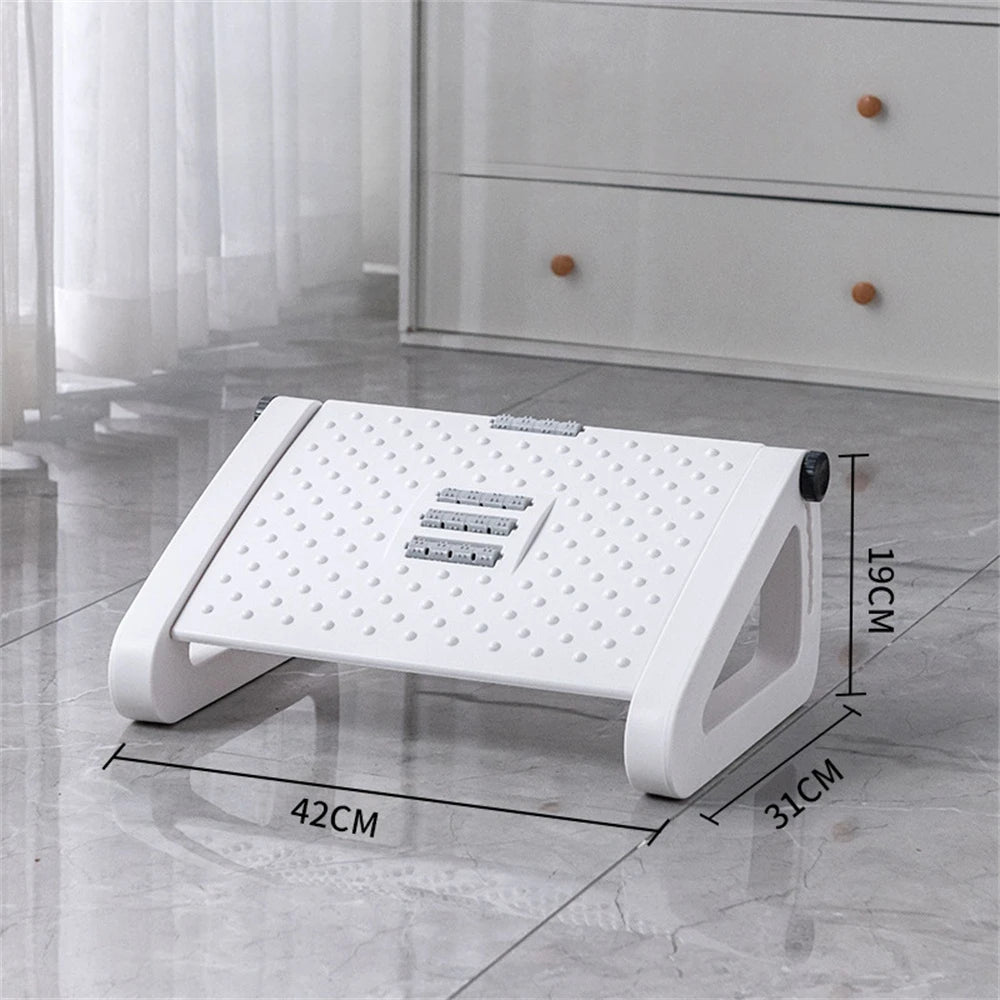 Under Desk Footstool Adjustable Foot Stepping Height Plastic Footrest Promote Leg Circulatio Ergonomic Rollers Massage