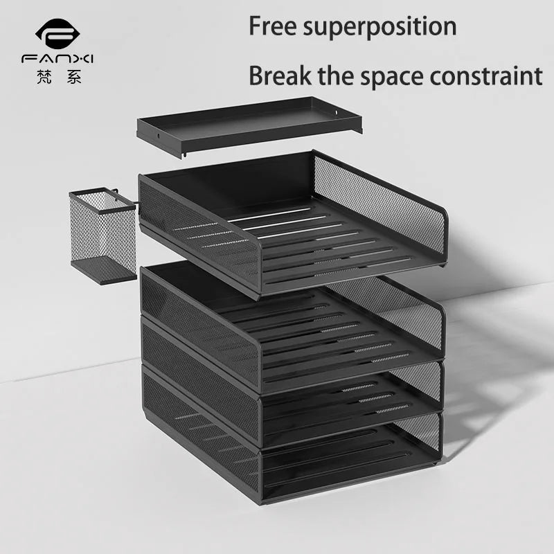 Desktop metal file tray Thickened metal tray Desktop file rack Metal file frame Office storage rack Paper storage