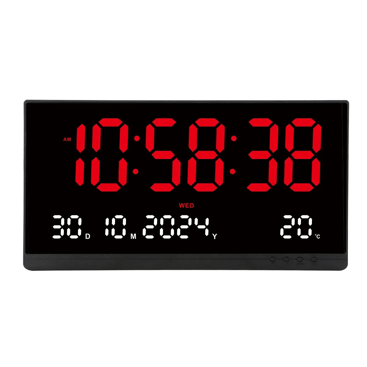 21 Inch Large Digital Wall Clock USB Powered Time Calendar 12/24H Time/Day/Month/Year/Temp Display Electronic LED Alarm
