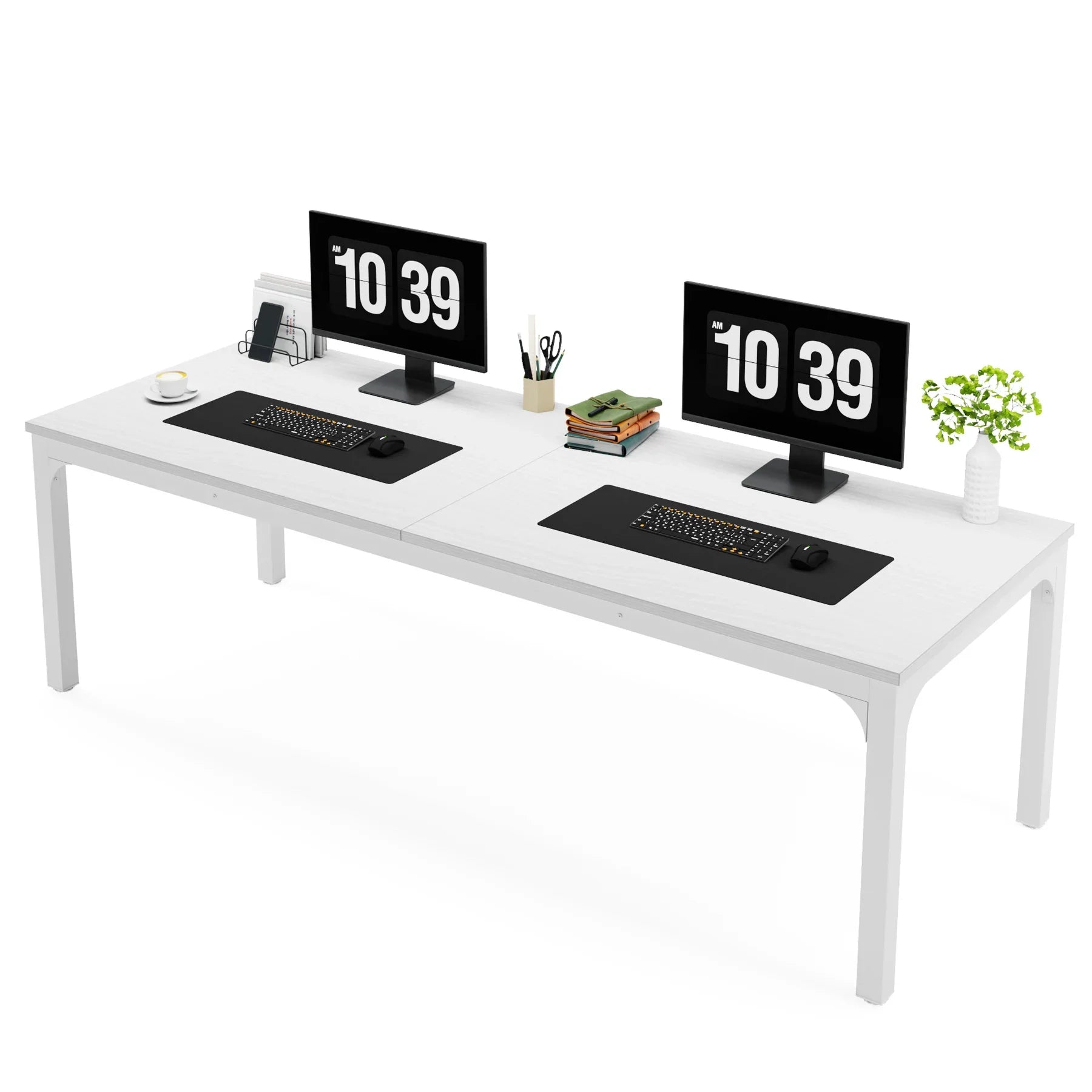 Tribesigns 78.7 Inches Extra Long Computer Desk 2 Person Desk Double Long Desk Workstaion for Home Office - WHITE
