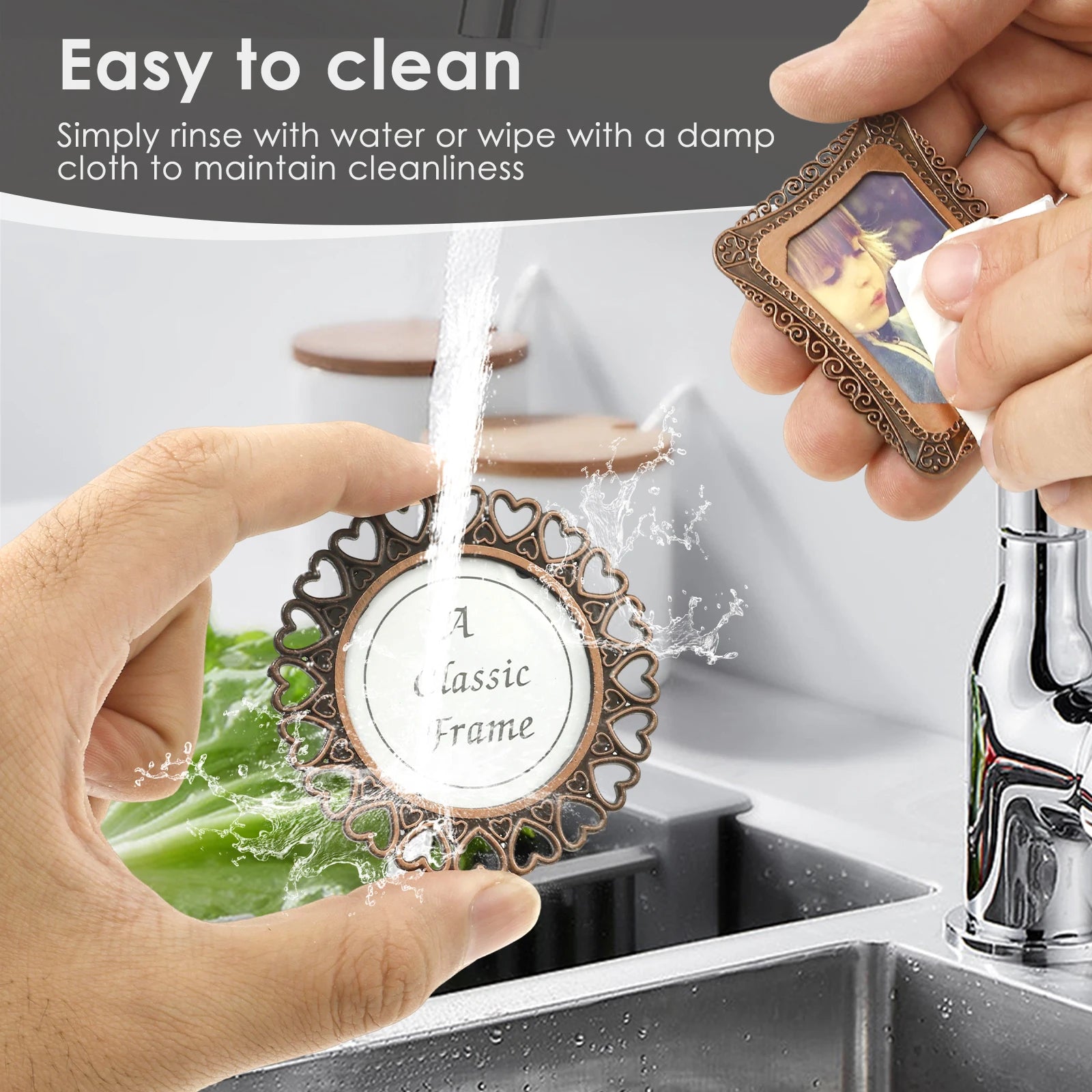 8Pcs Photo Frame Vintage Picture Frame Metal Picture Holder Photo Display Frame for Gallery Office Tea House Office