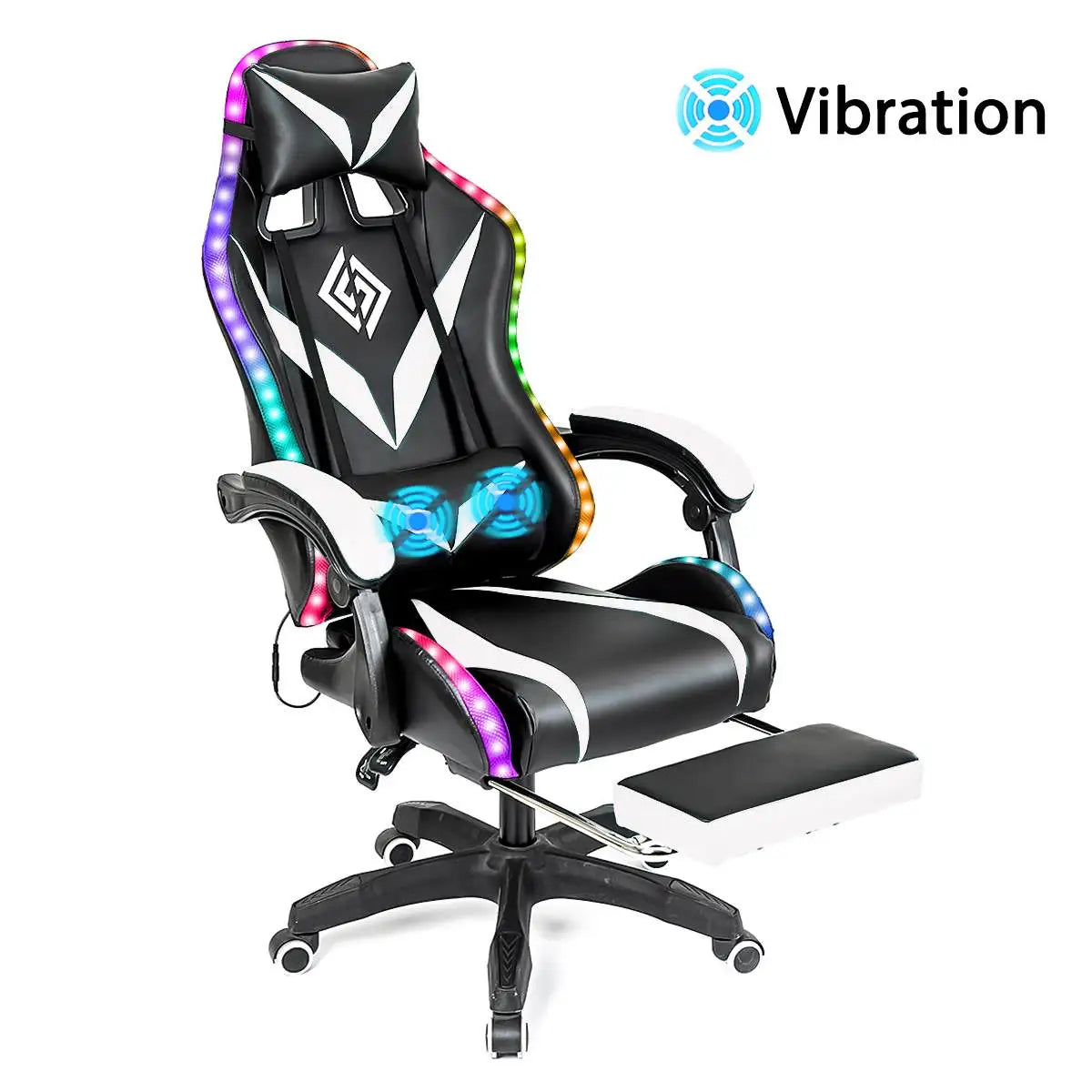 135 Degrees Gaming Chair RGB Light Office Chair Bluetooth Speaker Gamer Computer Chair Ergonomic Swivel 2 Point Massage