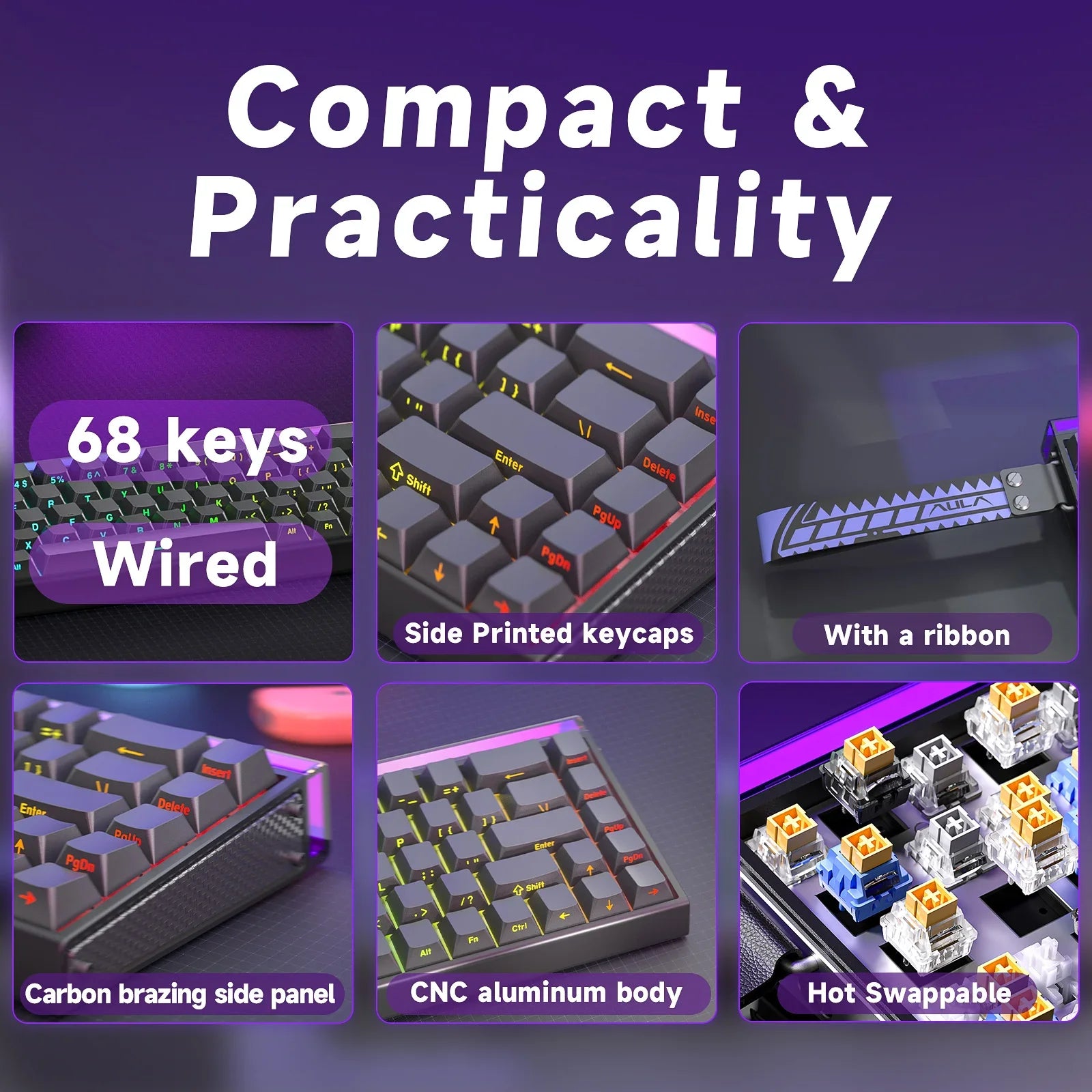 AULA HERO68HE Pro\Ultra Magnetic Gaming Keyboard 75% Magnetic Switch Keyboard Rapid Trigger for Esports PBT High