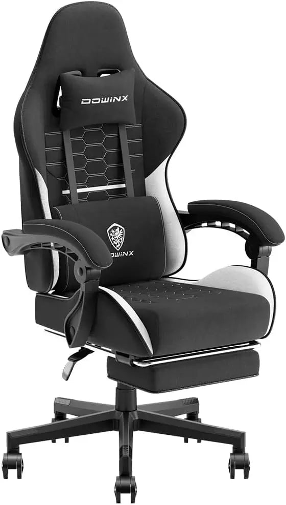 Dowinx Gaming Chair Fabric with Pocket Spring Cushion,Game Chair Cloth with Headrest Ergonomic Computer Chair
