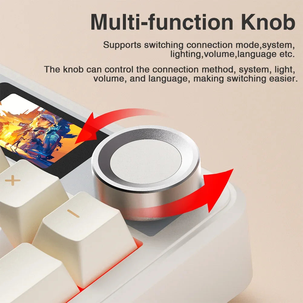 AULA F108pro Wireless Bluetooth Keyboard Macro Gaming keyboard Gasket Hot-swap Full Size Keyboard with TFT Smart