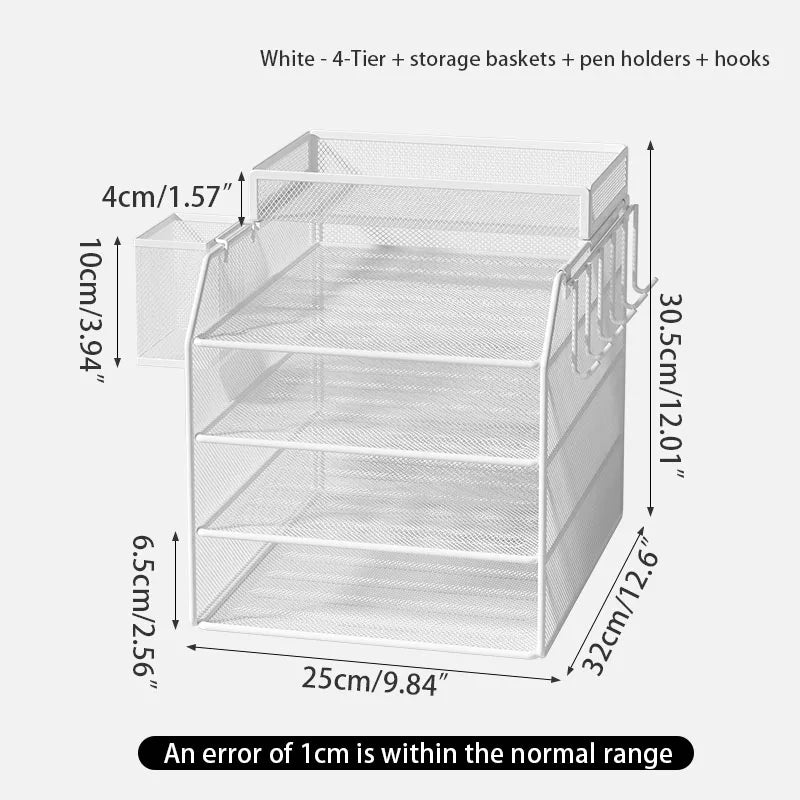Metal file rack desktop file storage box integrated multi-layer document rack office desk bookshelf book stand