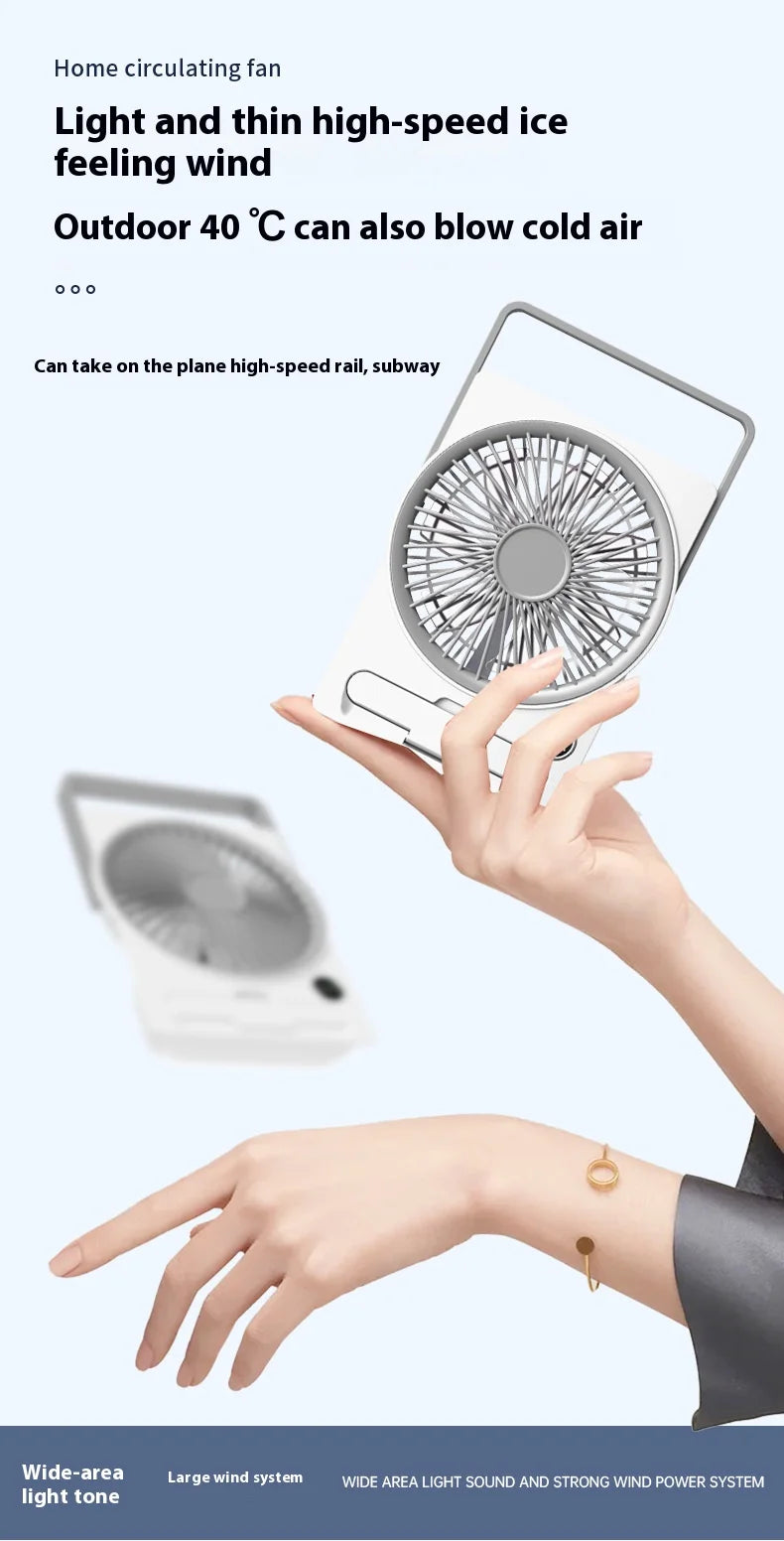 Desk Fan Portable USB Rechargeable Fan 180° Tilt Folding Personal Fan With Power Display 5 Speeds Ultra Quiet Table Fan