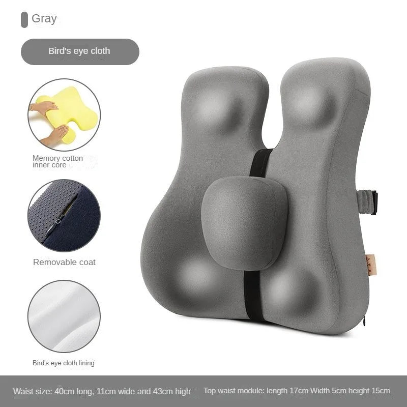 Memory Foam Seat Cushion Waist Back Support Pillow Set Orthopedic Ergonomic Coccyx Relief Hip Lumbar Pad for Office
