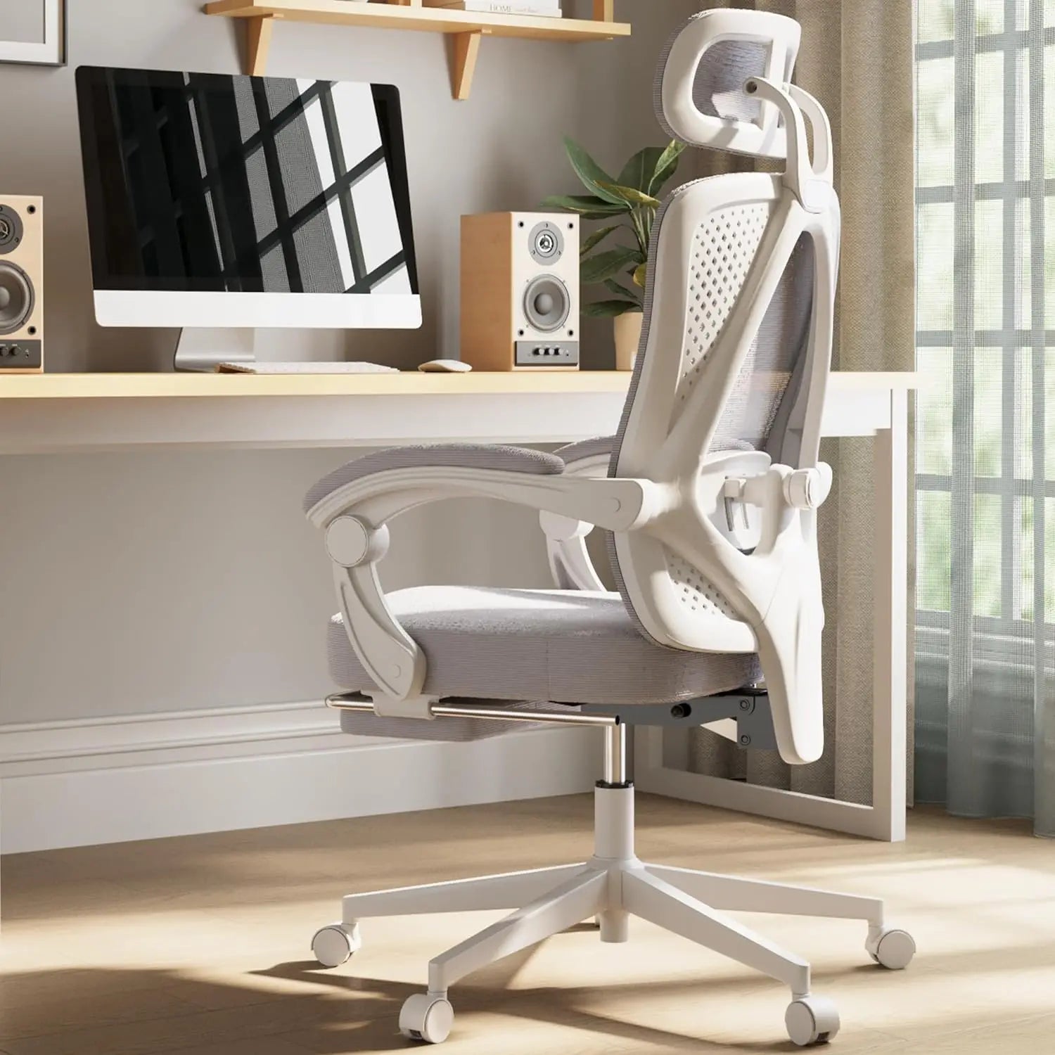 Dowinx Ergonomic Office Chair,Mesh Computer Chair with Pocket Spring Desk Chair with Adjustable Lumbar Support