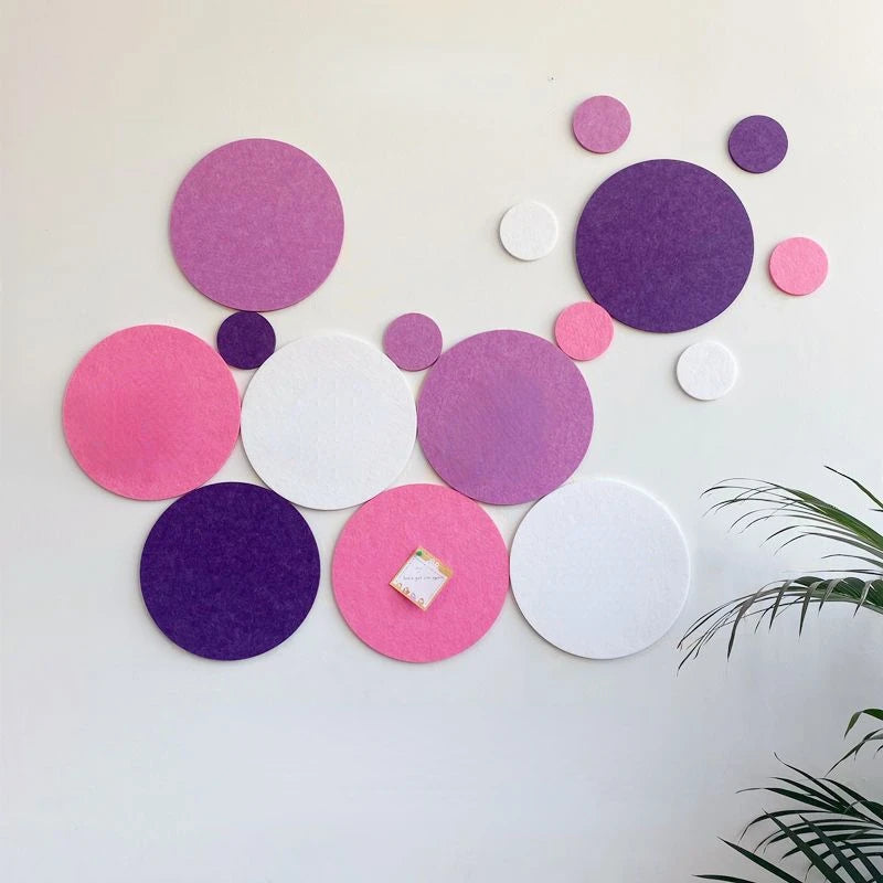Creative Circular Felt Cork Board Kindergarten Shool Office Household Wall Stickers Sets Decoration Photos Message