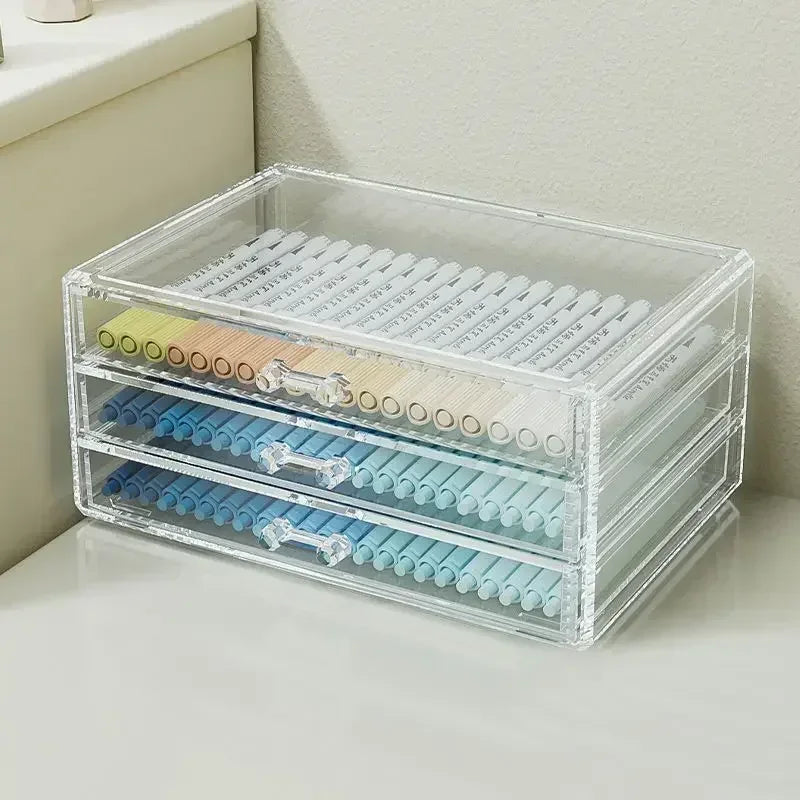 High Capacity Acrylic Marker Pen Holder Colored Pencil Storage Box Transparent Organizer for Kid Case Painting School