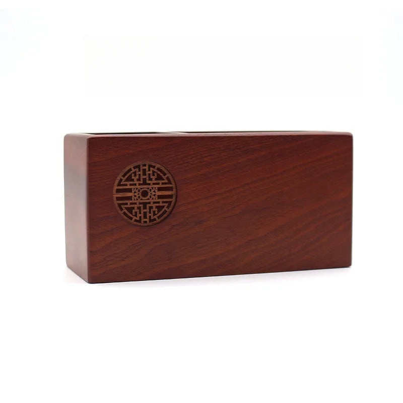 Graduation Gift Wooden Pen Holder Chinese Style Hand Carved Desk Organizer Natural Wood Stationery Storage