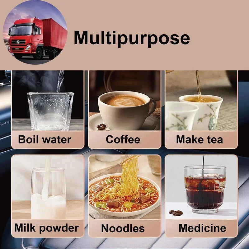 800ml Universal Smart Car Kettle Temperature Adjust Electric Kettle Travel/RV Insulated Kettle With Cigarette Lighter