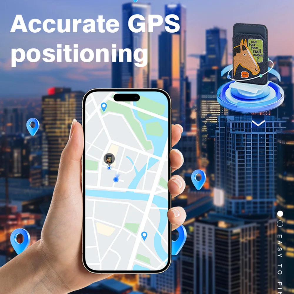 Leather Card Holder Magsafe Magnetic Credit Card Protective Case GPS Anti-lost Mobile Phone Bag Ultra-thin For iPhone16