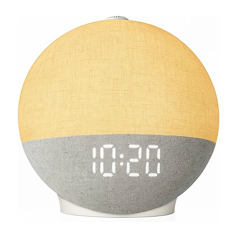 Digital Alarm Clock Wake Up Light White Noise Sound Machine Bluetooth Speaker Night Light Décor Gift for Men/Women