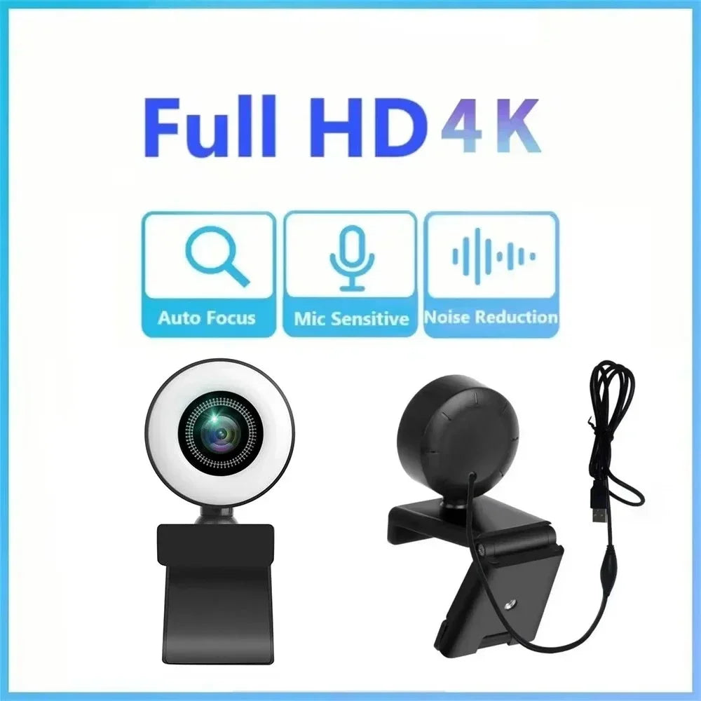 4K 2K 1080P Webcam Light Control Full HD 8MP Webcam PC Laptop Auto Focus Live Streaming Flexible with Microphone Live