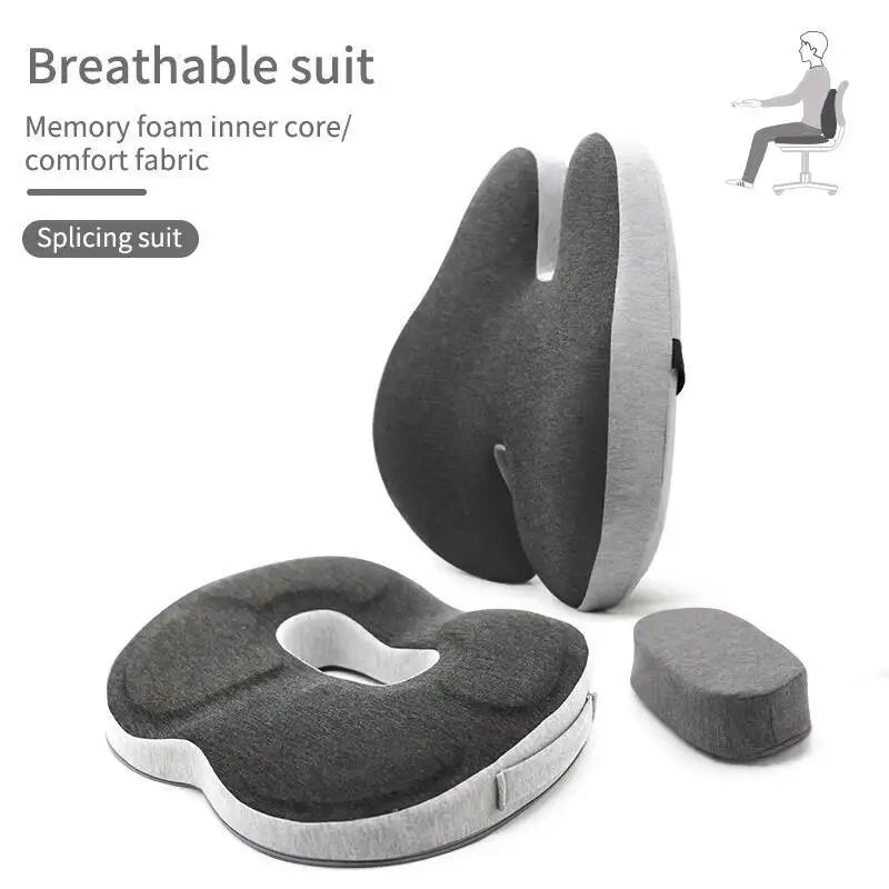 Memory Foam Office Chair Cushion Car Seat Support Waist Pillow Massage Lumbar Orthopedic Pillow Buttock Coccyx Cushion