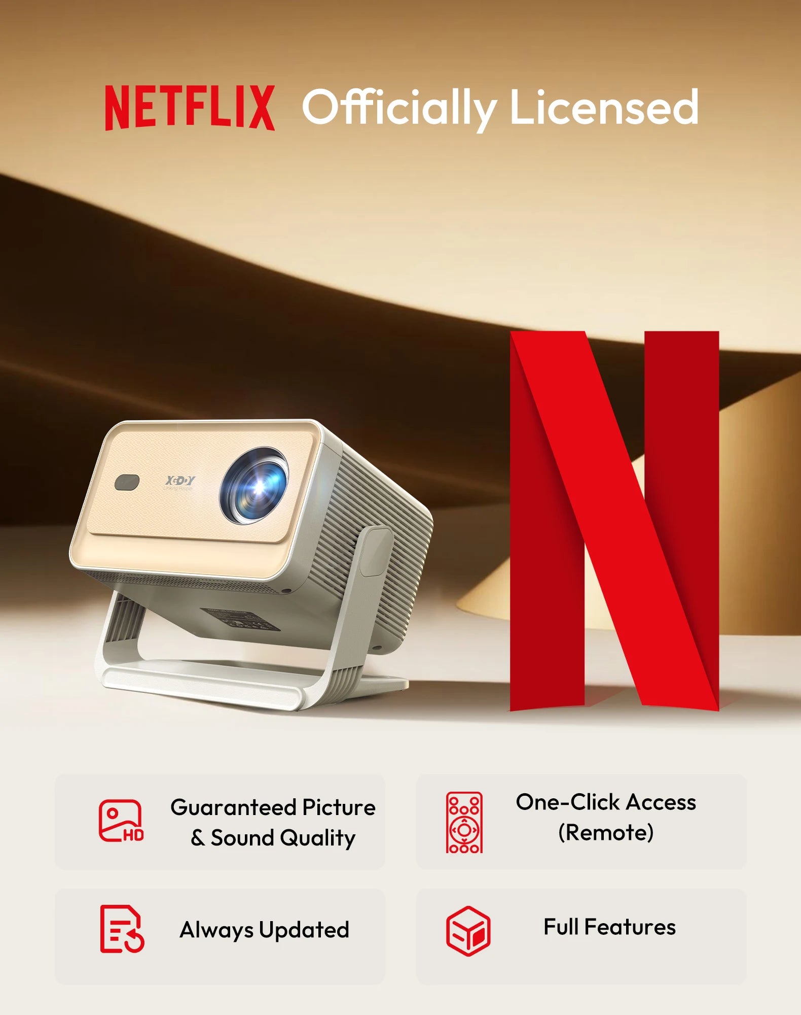 XGODY 4K Projector Netflix Official Android Full hd Beamer 1080P Projector Whale OS Dual Wifi 700 ANSI BT5.0 Cinema