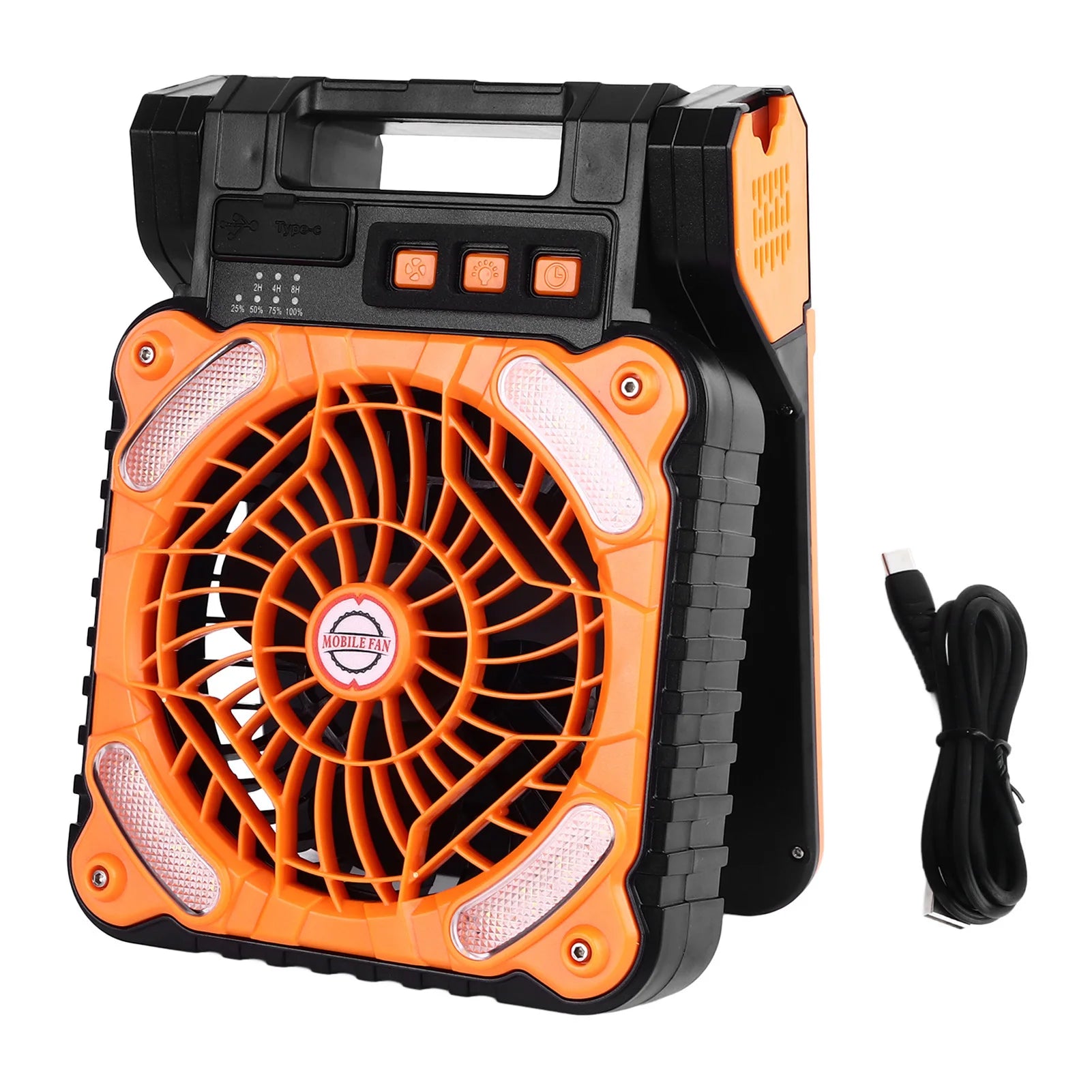 Solar Fan LED Solar Powered Fan Timer 4 Speed Adjustable Brushless Motor Solar Camping Fan Type C Charging for Fishing