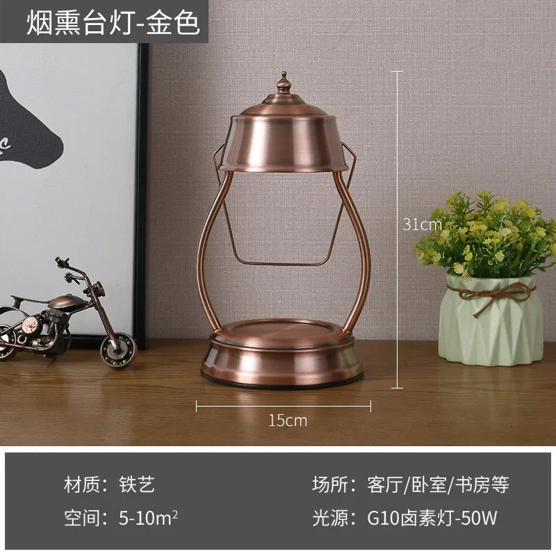 Aromatherapy Candle Lamp Retro Nostalgic Marble Molten Wax Lamp Household Creative Plug-in Dimming Candlestick Desk