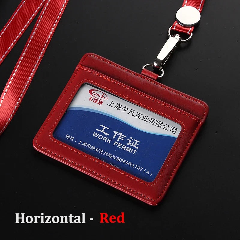 NEW ID Holders Bank Credit Card Holder Unisex Genuine Leather Card Case Business Working Id Badge Name Tag Covers