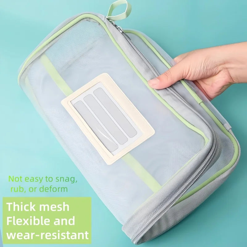 4/2/1PC A4 Stationery Storage Bag Double-layer Mesh Zipper Bag Large Capacity Organizer Folders School Office Supplie