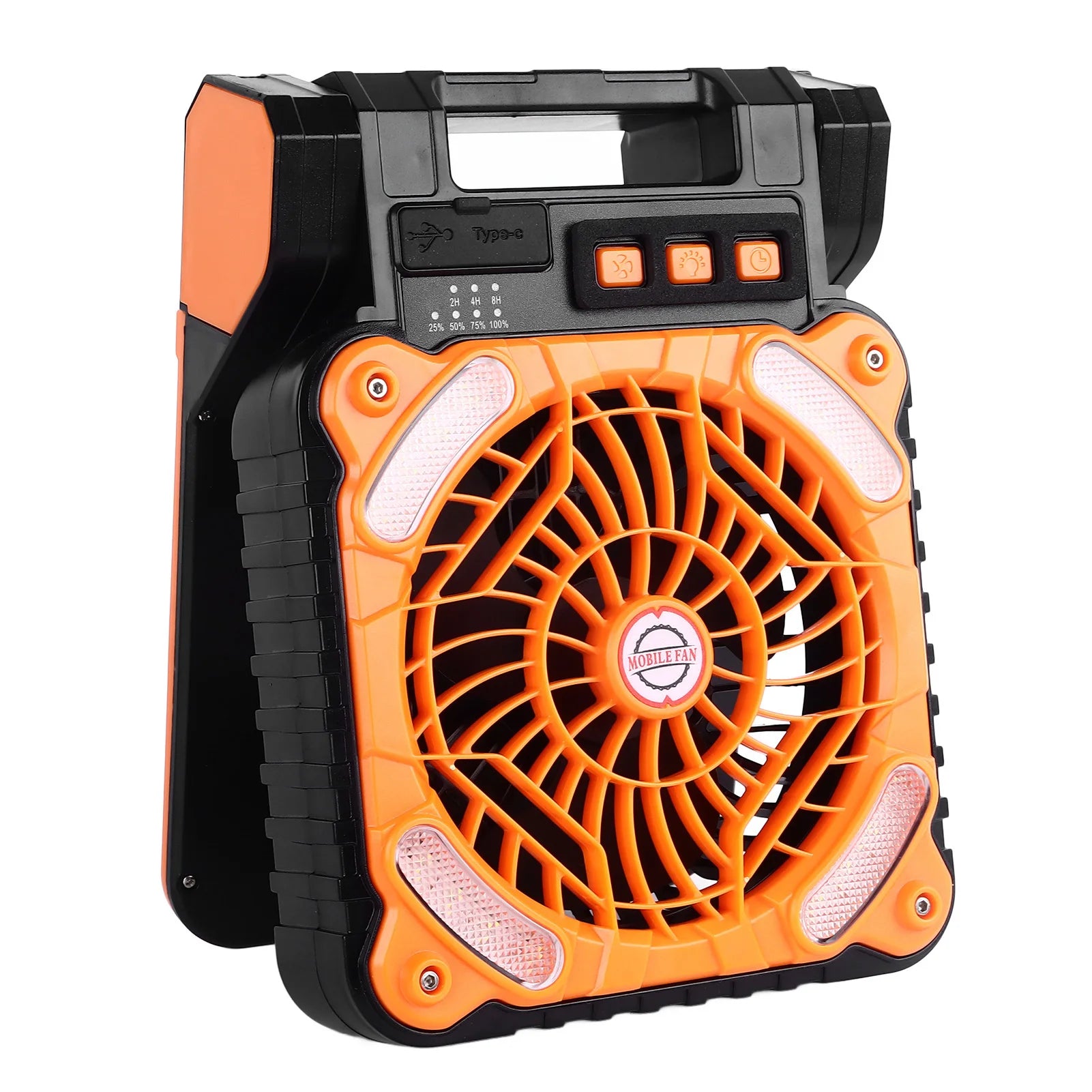 Solar Fan LED Solar Powered Fan Timer 4 Speed Adjustable Brushless Motor Solar Camping Fan Type C Charging for Fishing