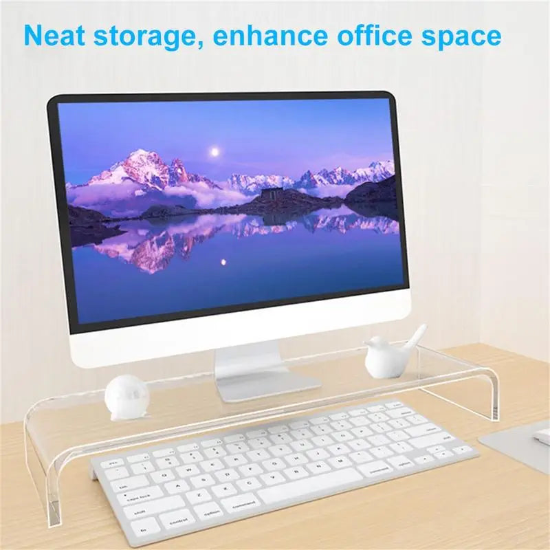 Acrylic Monitor Stand Riser Clear Computer Monitor Heighted Base Keyboard Laptop Bracket For Home Office Computer