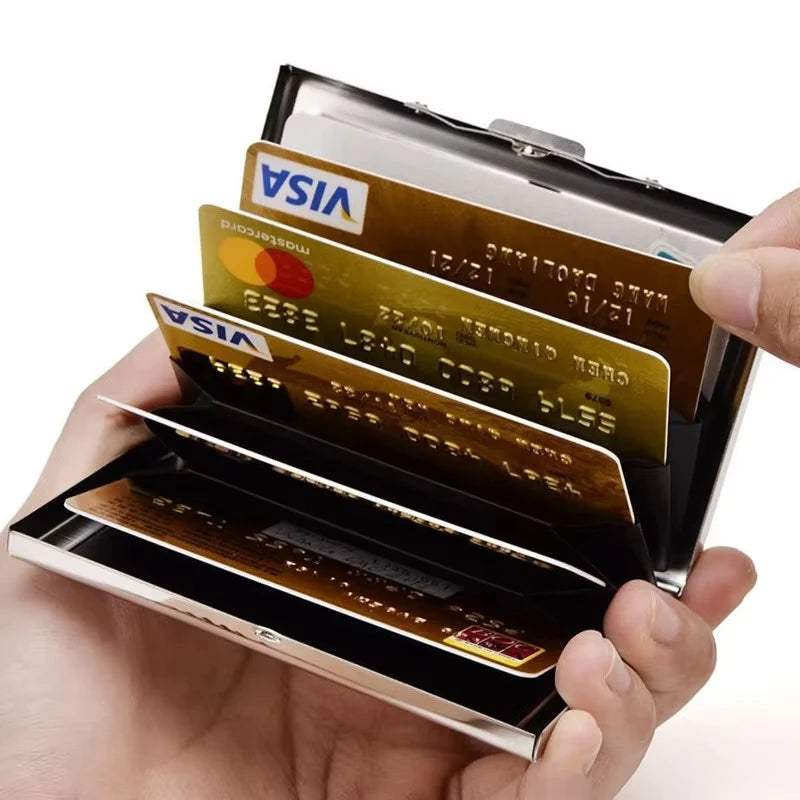 1pc Card Holder Men RFID Blocking Aluminum Metal Slim Wallet Money Bag Anti-scan Credit Card Holder Thin Case Small