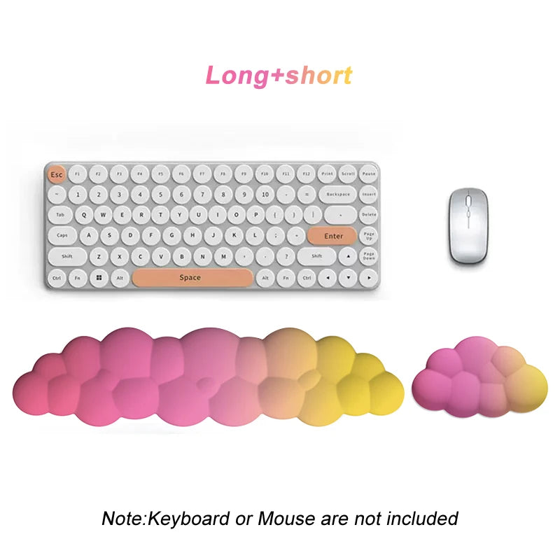 Cloud Keyboard Wrist Rest Mouse Pad Wrist Support Keyboard Set with Ergonomic Memory Foam Anti-Slip Base for Home