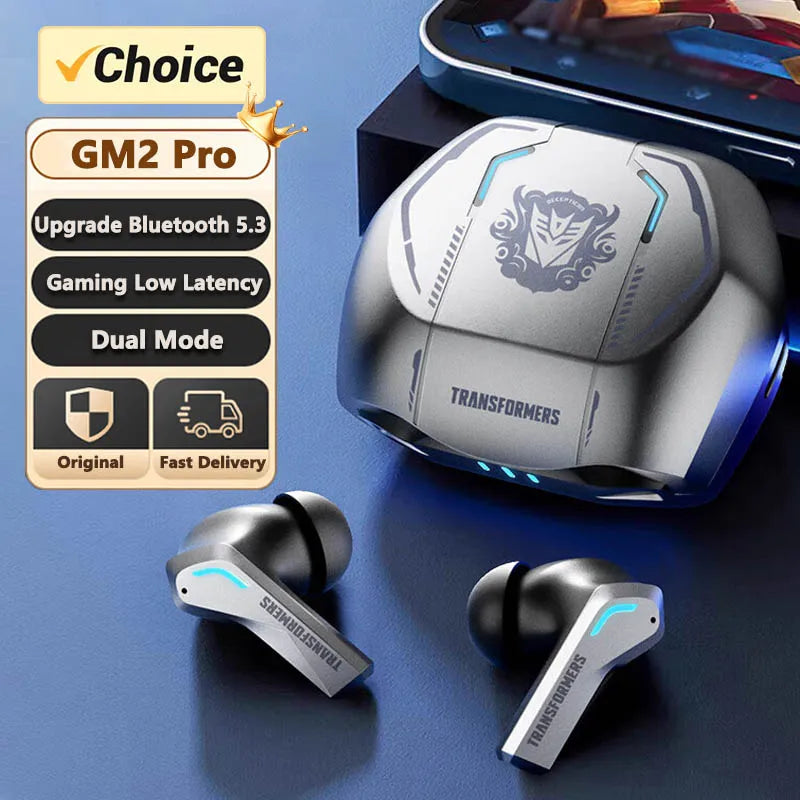 Ship From US Transformers TF-T06 Bluetooth Earphones Gaming Headset Low Latency with Mic Headphones HD Call Wireless
