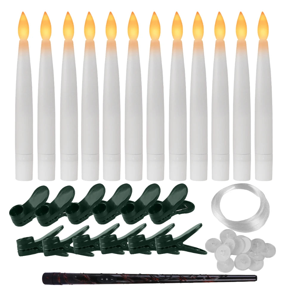 Flameless LED Taper Candles Christmas Tree Electric Candle Lights Mini Taper Clip-On Candles with Remote Timer