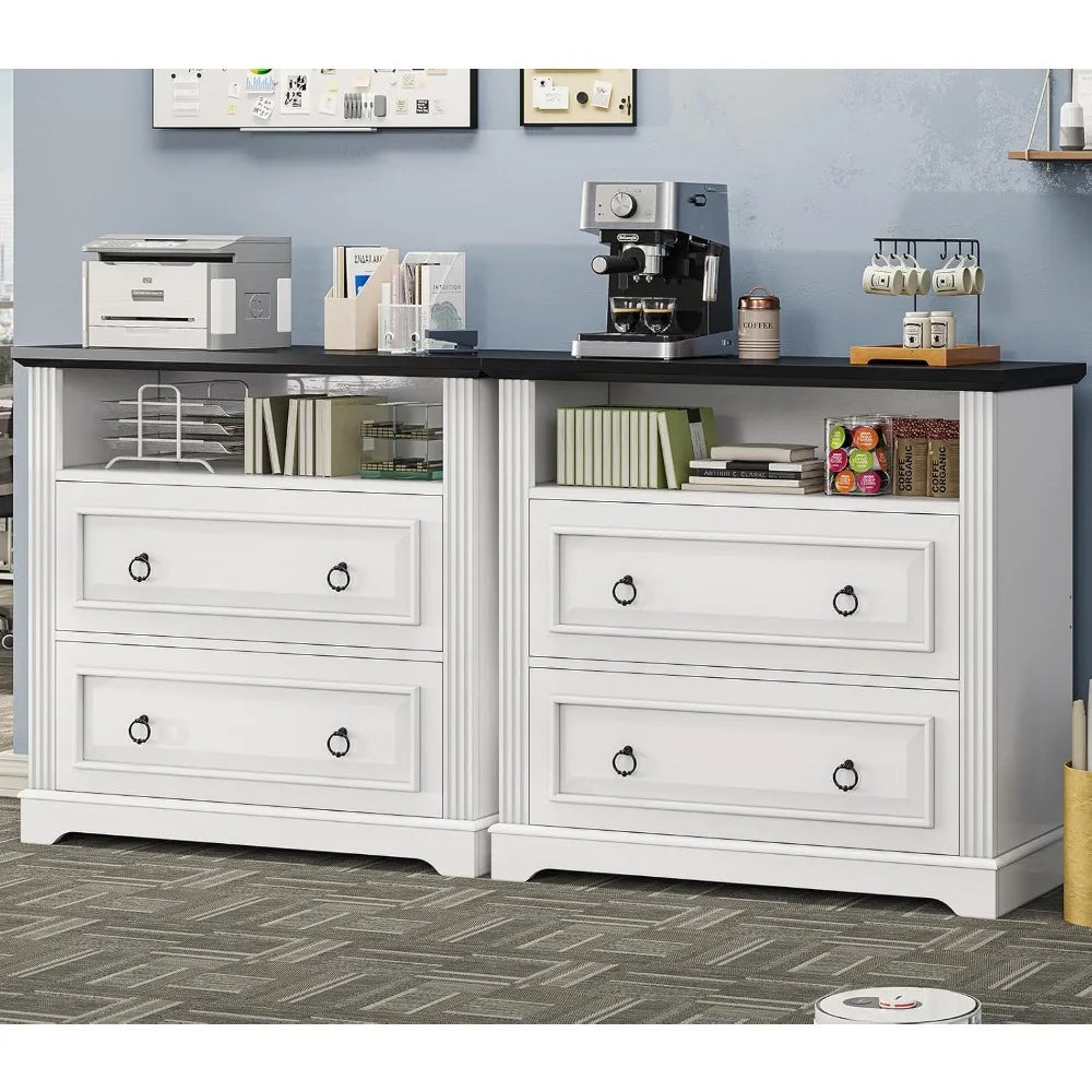 2 Drawer File Cabinet Farmhouse Filing Cabinet for Home Office Fits Letter Legal A4 Size Wood Lateral File Cabinet