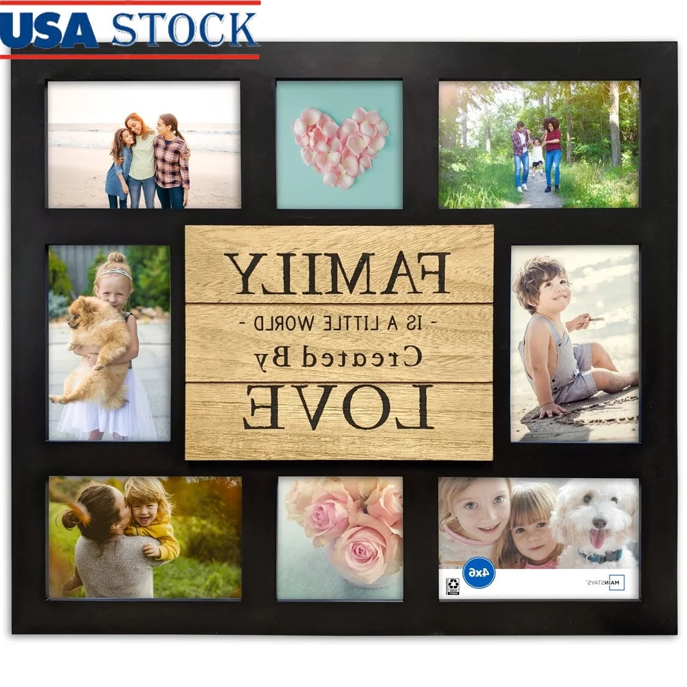 8 Opening Sentiment Picture Frame Black Collage Family Love MDF Wall Decor Perfect Home Office Gift - United States