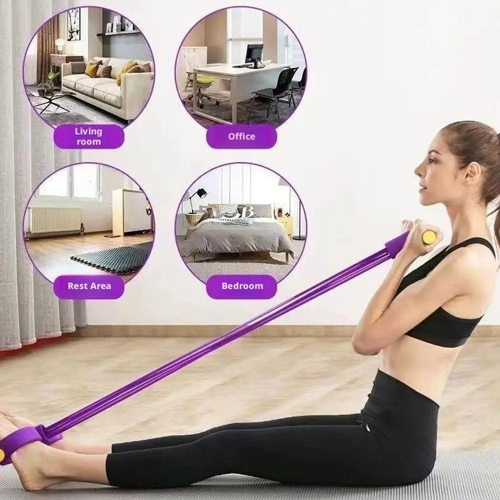 Siix-Tube Pedal Tensioner Resistance Band Multi-Functional Tension Rope Fitness Bands Elastic Yoga Pedal Puller