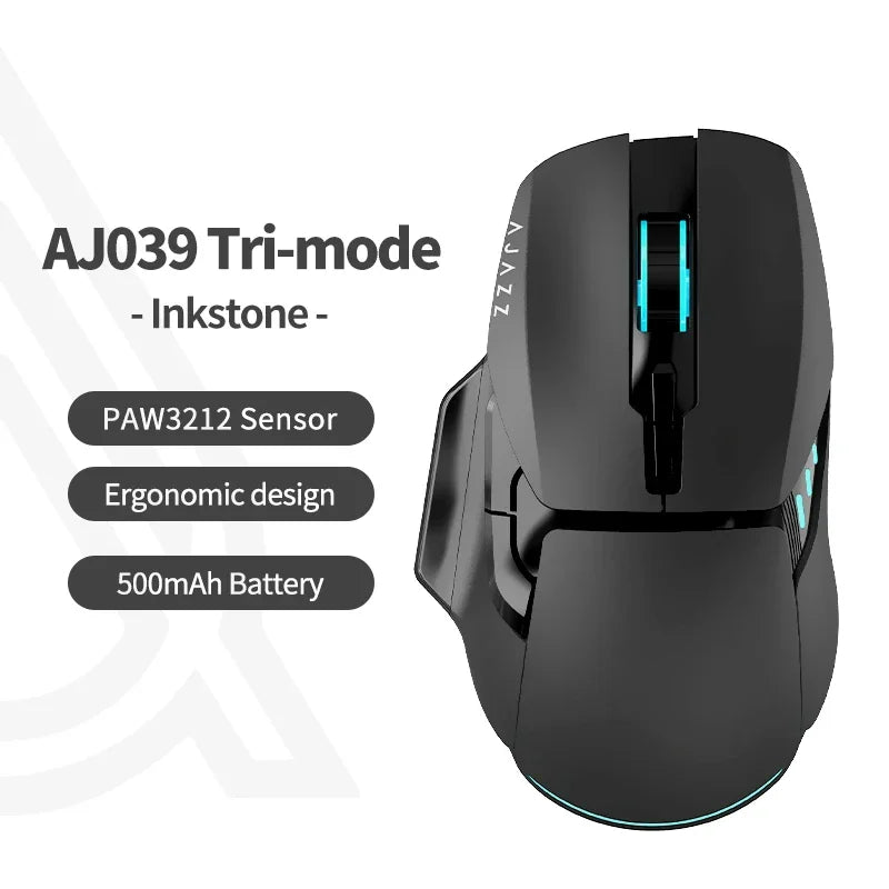 Ajazz Aj039 Rgb Mouse Tri-Mode Usb 2.4G Wired Wireless Bluetooth Mouse Gaming 7200Dpi Ergonomic Gamer Mice for Pc