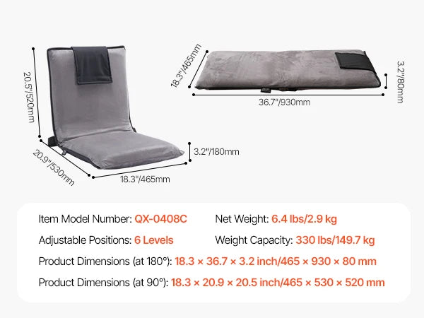 SucceBuy Floor Chair Recycled Foam Folding Sofa Chair Multifunctional Floor Chair with Back Support Ideal for Sleeping