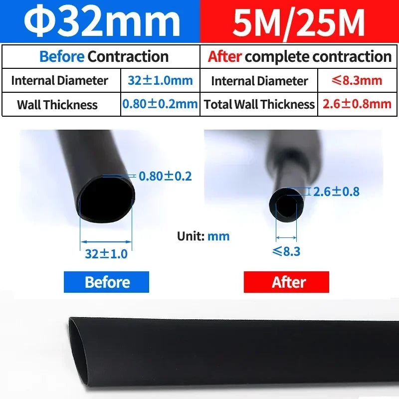 100 Meters/ 10M 4:1 Heat Shrink Tube with Glue Polyolefin Shrinking Assorted Heat Shrink Tube Wire Cable Sleeving