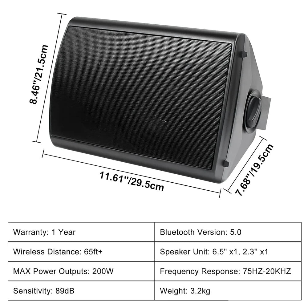 Herdio 800W 6.5 Inch Outdoor Waterproof Bluetooth Speakers HD Digital Stereo Effect Wall Mounted Sound System For Patio