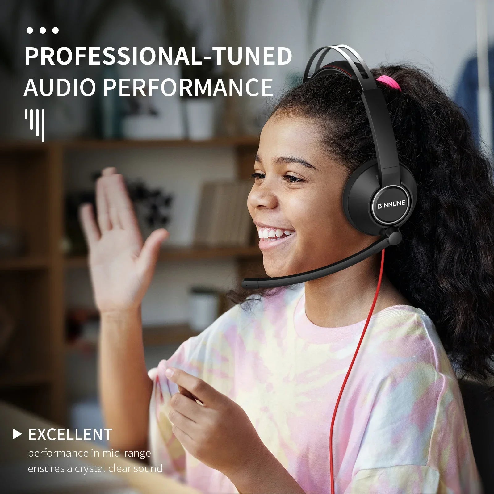 BINNUNE Headsets with Mic Wired Work Headphones for Laptop PC Computer with Noise Cancelling Mic for Zoom Office