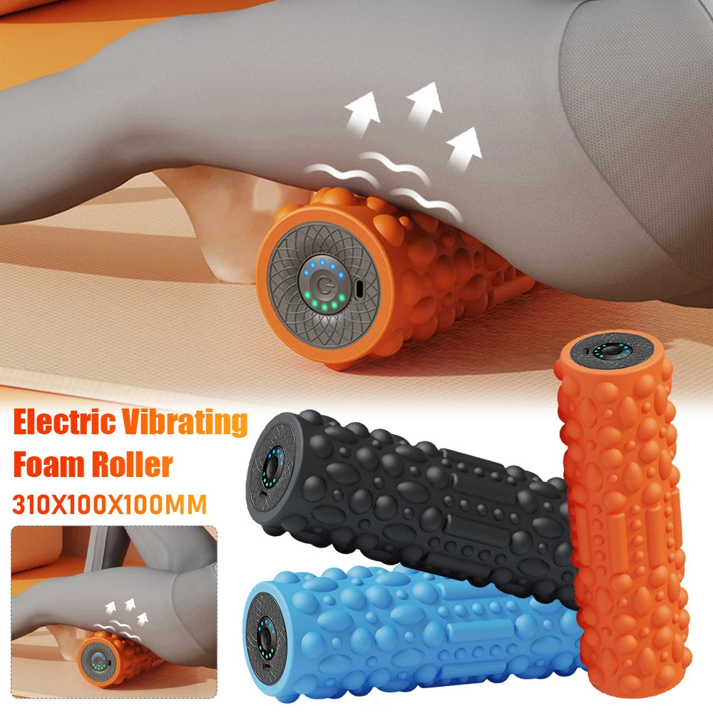 Electric Vibrating Foam Roller Massage Column Rechargeable Exercise Rollers For Yoga Pilates Muscle Tissue Relaxation