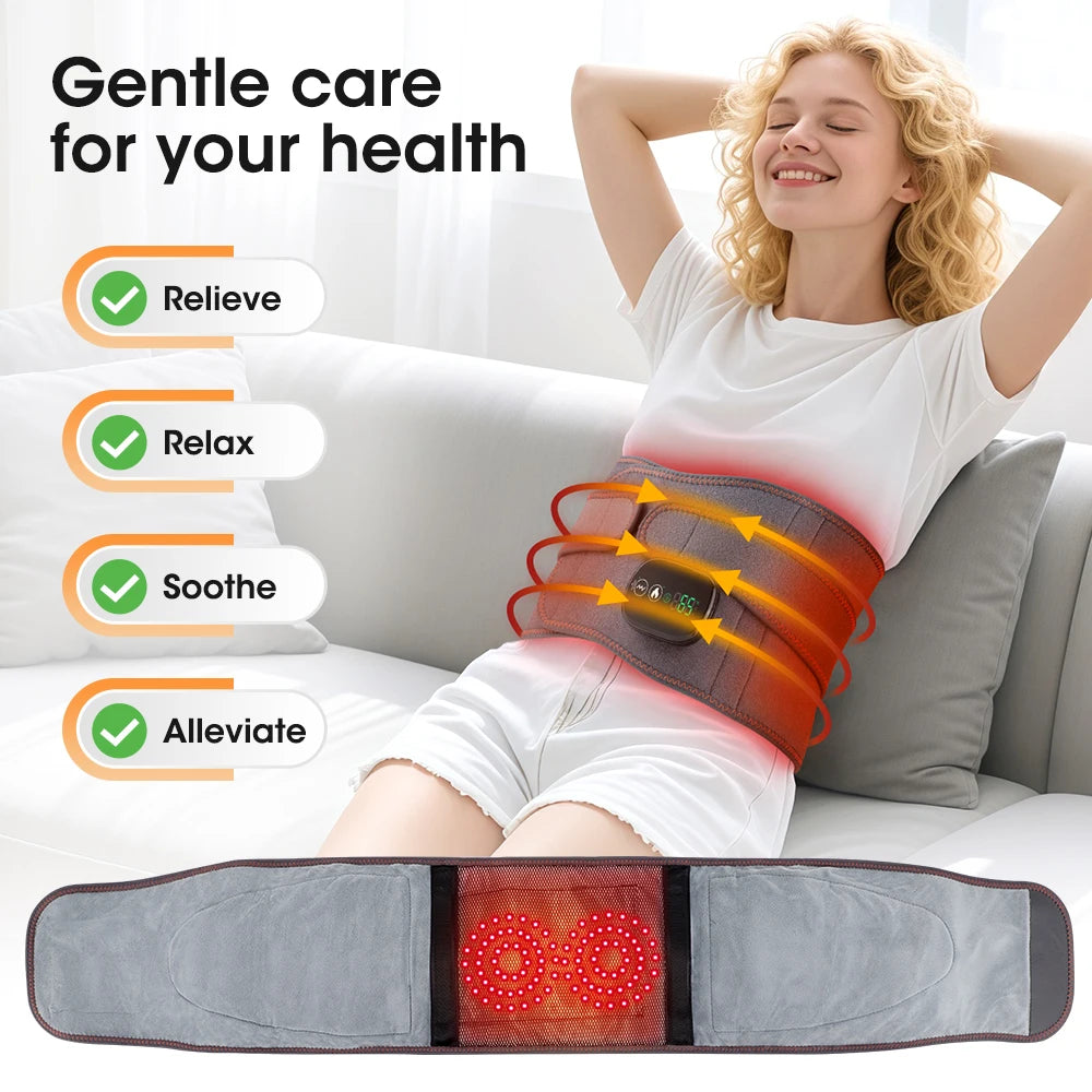 New Upgrade Electric Heating Massaging Waist Belt Relieve Fatigue Relax Muscle Red Light Hot Compress Vibration Massage
