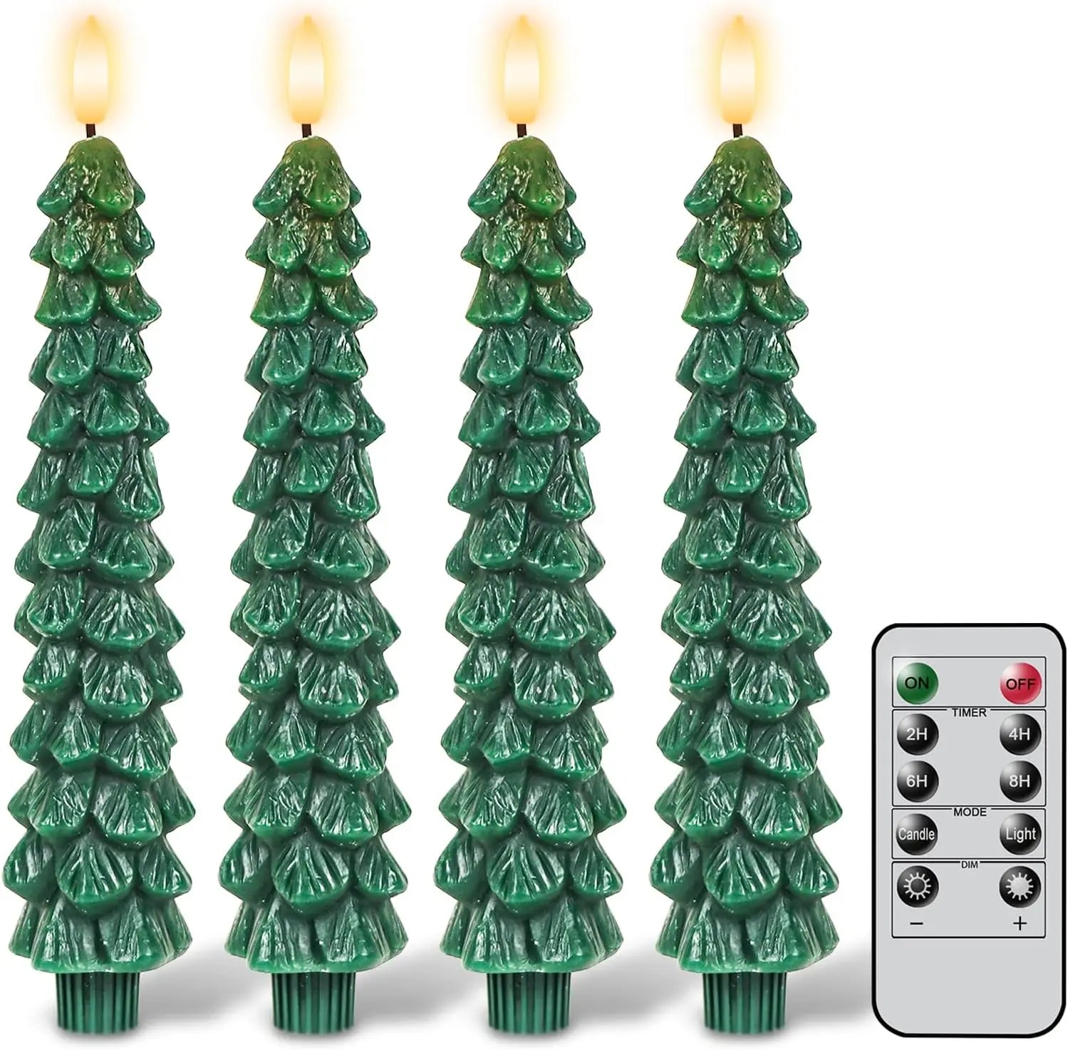 Christmas Tree Candles w/Remote Timer Paraffin Waxy Taper Candle Flickering Battery Operated LED Candlesticks 3D Flame