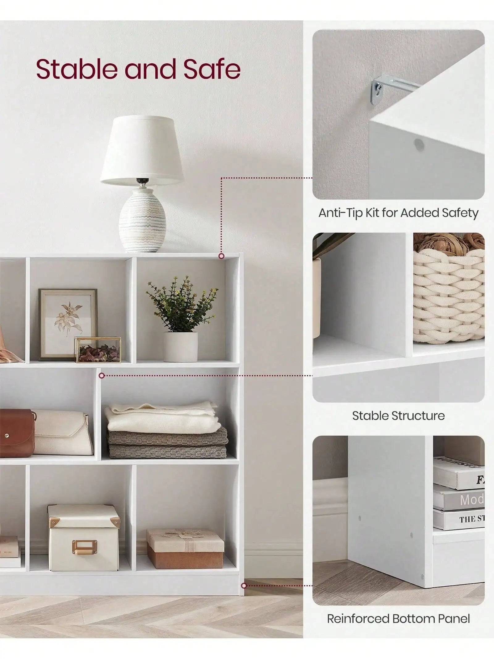 VASAGLE Bookshelf Bookcase Book Shelf Storage Shelf With 11 Storage Compartments For Study Bedroom Living Room White