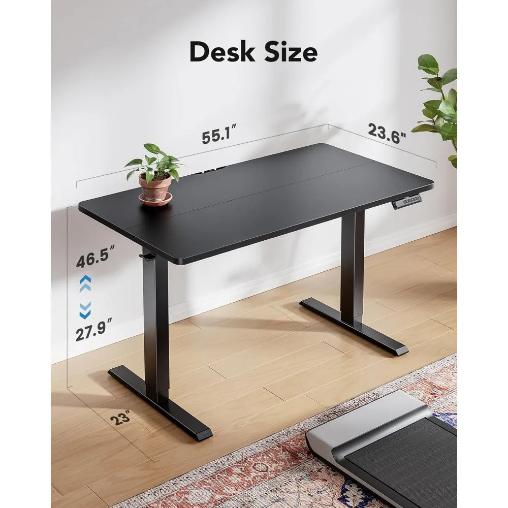 55’’ x 24’’ Electric Standing Desk Adjustable Height 4 Memory Height Settings Headphone Hook Cable Manager Sit Stand Up